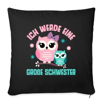 Big sister Owls Older baby Siblings - Sofa pillowcase 17,3'' x 17,3'' (45 x 45 cm) - black - Front