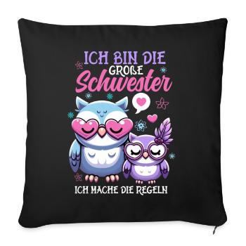 Big sister Owls Older baby Siblings - Sofa pillowcase 17,3'' x 17,3'' (45 x 45 cm) - black - Front