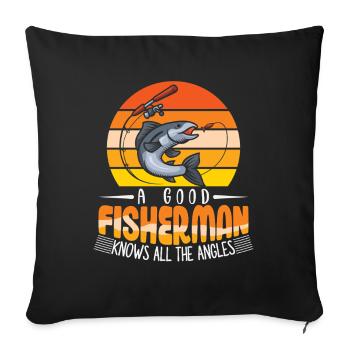 Anglers Fishermen Fishing Sport Fishermen - Sofa pillowcase 17,3'' x 17,3'' (45 x 45 cm) - black - Front