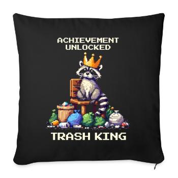 Garbage King Unlocked | Raccoon Humor - Sofa pillowcase 17,3'' x 17,3'' (45 x 45 cm) - black - Front