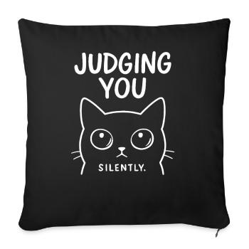 Humour félin, idée cadeau chat, animaux de compagnie drôles - Housse de coussin décorative 45 x 45 cm - noir - Devant