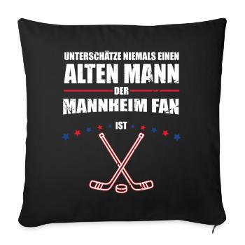 Vieil Homme - Fan de hockey sur glace de Mannheim | Rétro - Housse de coussin décorative 45 x 45 cm - noir - Devant