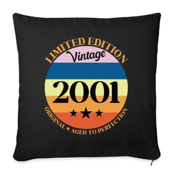 2001 Anniversaire Vintage Cadeau d'Anniversaire - Housse de coussin décorative 45 x 45 cm - noir - Devant