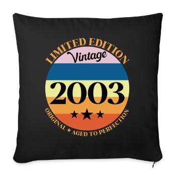 2003 Anniversaire Vintage Cadeau d'Anniversaire - Housse de coussin décorative 45 x 45 cm - noir - Devant