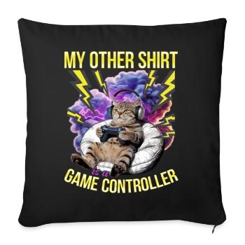 Funny Gaming Gamer Cat - Sofa pillowcase 17,3'' x 17,3'' (45 x 45 cm) - black - Front