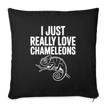 I Just Love Chameleons - Sofa pillowcase 17,3'' x 17,3'' (45 x 45 cm) - black - Front