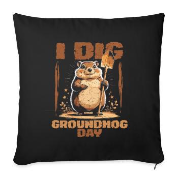 Murmeltiertag Murmeltier Groundhog - Sofakissenbezug 45 x 45 cm - Schwarz - Vorne