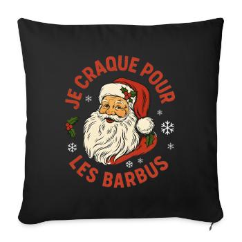Je craque pour les barbus Père Noël Vintage - Housse de coussin décorative 45 x 45 cm - noir - Devant