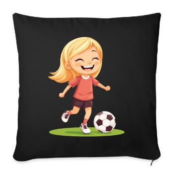 Smiling soccer player - Sofa pillowcase 17,3'' x 17,3'' (45 x 45 cm) - black - Front