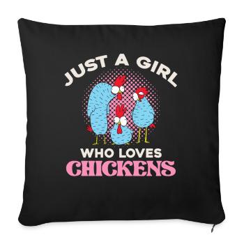Une seule fille aime les poules - Housse de coussin décorative 45 x 45 cm - noir - Devant