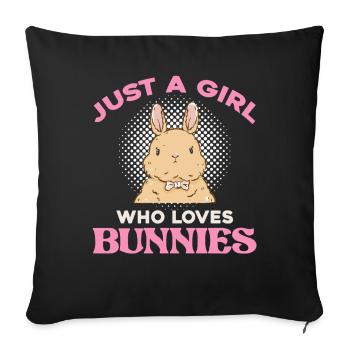 Une seule fille aime les lapins - Housse de coussin décorative 45 x 45 cm - noir - Devant