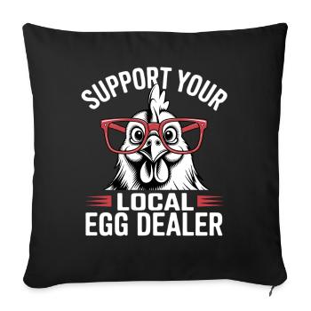 Soutenez votre vendeur local d’œufs - Housse de coussin décorative 45 x 45 cm - noir - Devant