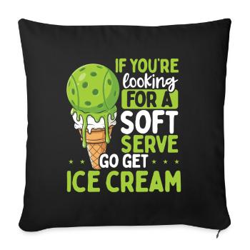 Jeu de mots à glace soft cream - Housse de coussin décorative 45 x 45 cm - noir - Devant