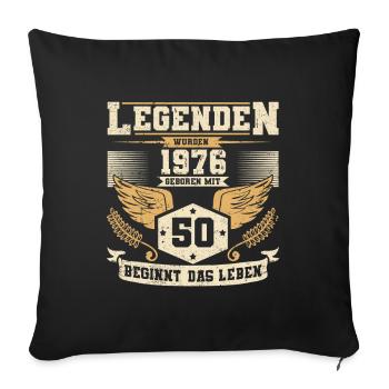 50th Birthday 1976 Legends Grunge Life Begins - Sofa pillowcase 17,3'' x 17,3'' (45 x 45 cm) - black - Front