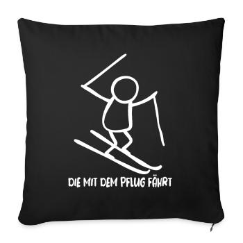 The one who uses the snowplow, skiing, beginner skier - Sofa pillowcase 17,3'' x 17,3'' (45 x 45 cm) - black - Front