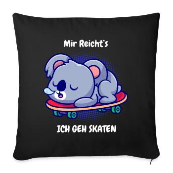 Mir reichts Skaten Schlafender Koala Skateboard - Sofakissenbezug 45 x 45 cm - Schwarz - Vorne
