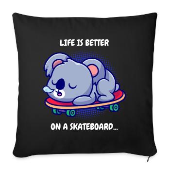Koala on skateboard - Sofa pillowcase 17,3'' x 17,3'' (45 x 45 cm) - black - Front
