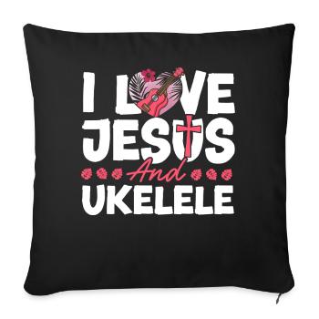 Hawaiian Ukulele Uke Jesus Faith - Sofakissenbezug 45 x 45 cm - Schwarz - Vorne