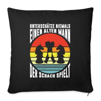 Schachspieler Geschenke Schach Zubehör Schachbrett - Sofakissenbezug 45 x 45 cm - Schwarz - Vorne