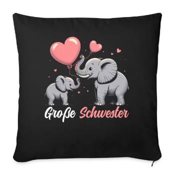 Big Sister Elephants Older Sibling - Sofa pillowcase 17,3'' x 17,3'' (45 x 45 cm) - black - Front