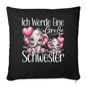 Big Sister Elephants Older Sibling - Sofa pillowcase 17,3'' x 17,3'' (45 x 45 cm) - black - Front