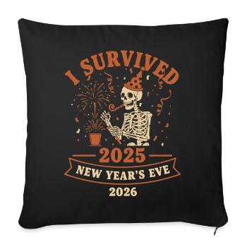 J’ai survécu au réveillon du Nouvel An 2025 2026 - Housse de coussin décorative 45 x 45 cm - noir - Devant