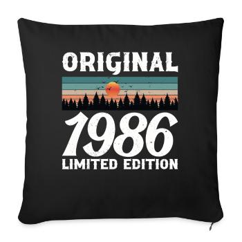 Cadeau d'anniversaire 1986 Original Rétro Vintage - Housse de coussin décorative 45 x 45 cm - noir - Devant