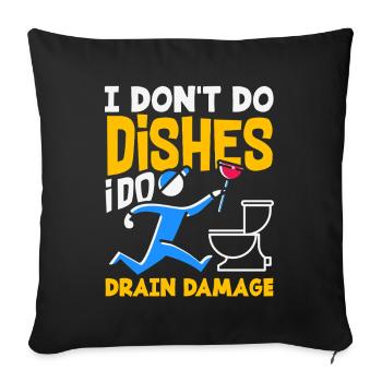 Toilet Clogging Master Funny - Sofa pillowcase 17,3'' x 17,3'' (45 x 45 cm) - black - Front