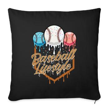 Baseball Lifestyle Energy for Fans Players Family - Sofa pillowcase 17,3'' x 17,3'' (45 x 45 cm) - black - Front