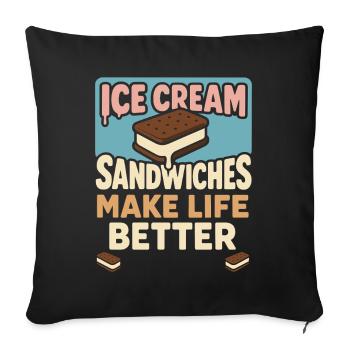 Eis-sandwich-liebhaber Sommerdessert - Sofa pillowcase 17,3'' x 17,3'' (45 x 45 cm) - black - Front