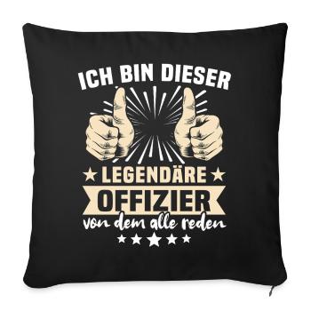 Offizier Sprüche - Sofakissenbezug 45 x 45 cm - Schwarz - Vorne