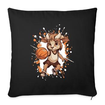 Goat dribbles basketball - Sofa pillowcase 17,3'' x 17,3'' (45 x 45 cm) - black - Front