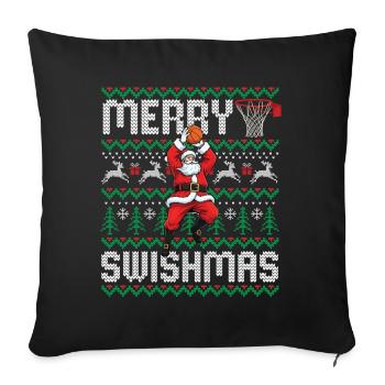 Merry Swishmas Holiday Basketball Graphic for Ball - Sofa pillowcase 17,3'' x 17,3'' (45 x 45 cm) - black - Front