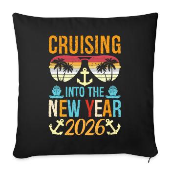 Cruising Into 2026 New Years Eve Party Favors - Sofa pillowcase 17,3'' x 17,3'' (45 x 45 cm) - black - Front