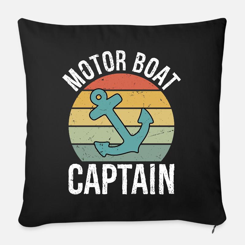 Motor Boat Captain Funny Pontoon Boating Motor - Sofakissenbezug 45 x 45 cm - Schwarz