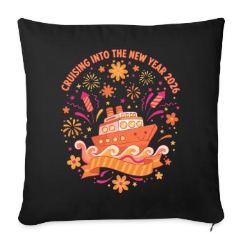 En route vers les feux d’artifice du Nouvel An 2026 - Housse de coussin décorative 45 x 45 cm - noir - Devant