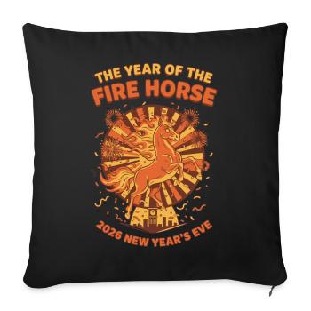 The Year Of The Fire Horse 2026 New Year's Eve - Sofa pillowcase 17,3'' x 17,3'' (45 x 45 cm) - black - Front