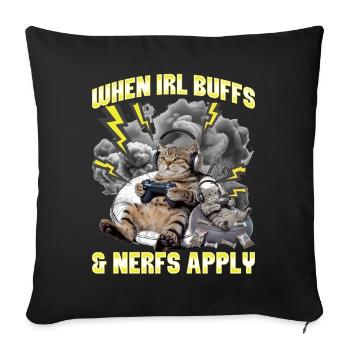 Funny Gaming Gamer Cat - Sofa pillowcase 17,3'' x 17,3'' (45 x 45 cm) - black - Front