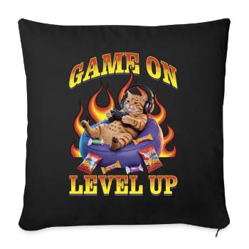 Funny Gaming Gamer Cat - Sofa pillowcase 17,3'' x 17,3'' (45 x 45 cm) - black - Front