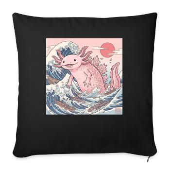 Cute Axolotl Kaiju In Japanese Wave - Sofa pillowcase 17,3'' x 17,3'' (45 x 45 cm) - black - Front