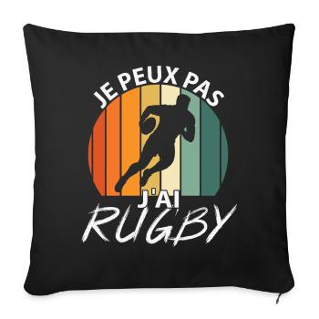 I can't I have rugby - Sofa pillowcase 17,3'' x 17,3'' (45 x 45 cm) - black - Front