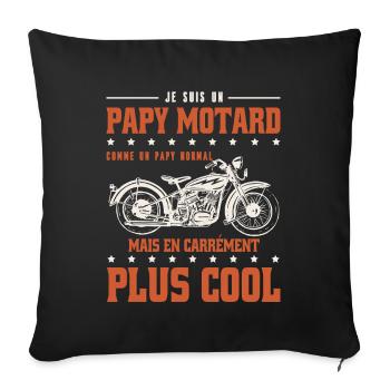 Je Suis Un Papy Motard Comme Un Papy Normal Mais C - Housse de coussin décorative 45 x 45 cm - noir - Devant