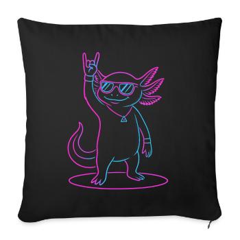 Axolotl rock cool avec des lunettes de soleil - Housse de coussin décorative 45 x 45 cm - noir - Devant