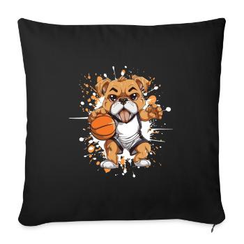 Basketball Bulldog im Comicstil - Sofakissenbezug 45 x 45 cm - Schwarz - Vorne