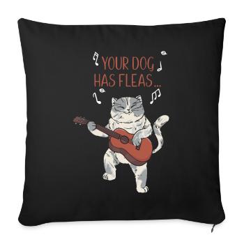 Ukulélé hawaïen ukélé chat Votre chien - Housse de coussin décorative 45 x 45 cm - noir - Devant