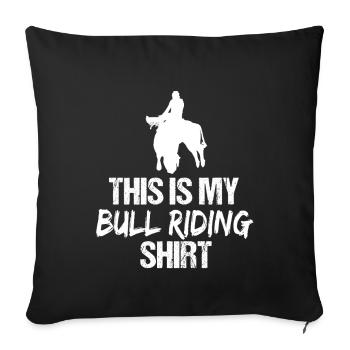 Voici ma chemise de montée de taureaux, drôle de cowboy de rodéo - Housse de coussin décorative 45 x 45 cm - noir - Devant