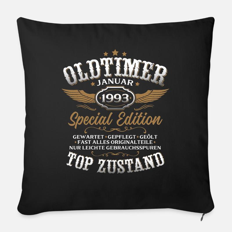 33. Geburtstag Geschenk Oldtimer Januar 1993 - Sofakissenbezug 45 x 45 cm - Schwarz