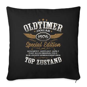 50. Geburtstag Geschenk Oldtimer Januar 1976 - Sofakissenbezug 45 x 45 cm - Schwarz - Vorne