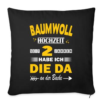 2e anniversaire de mariage : mari dit mariage de 2 ans - Housse de coussin décorative 45 x 45 cm - noir - Devant