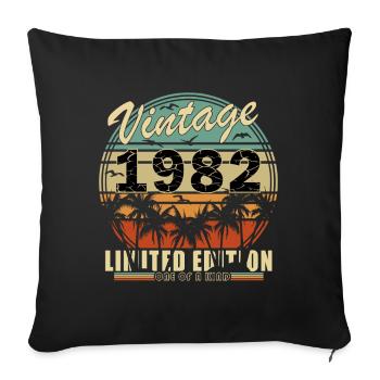 Vintage 1982 Limited Edition Palm Trees Sunset - Sofa pillowcase 17,3'' x 17,3'' (45 x 45 cm) - black - Front